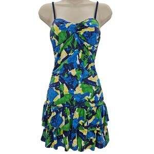 Hollister Womans size S Bettys Mini Tank Dress Abstract Floral Tiered Sweetheart